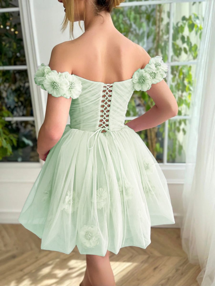 strapless short dresses prom Lilac Corset Strapless Short Tulle Homecoming Dress, Lilac / 0