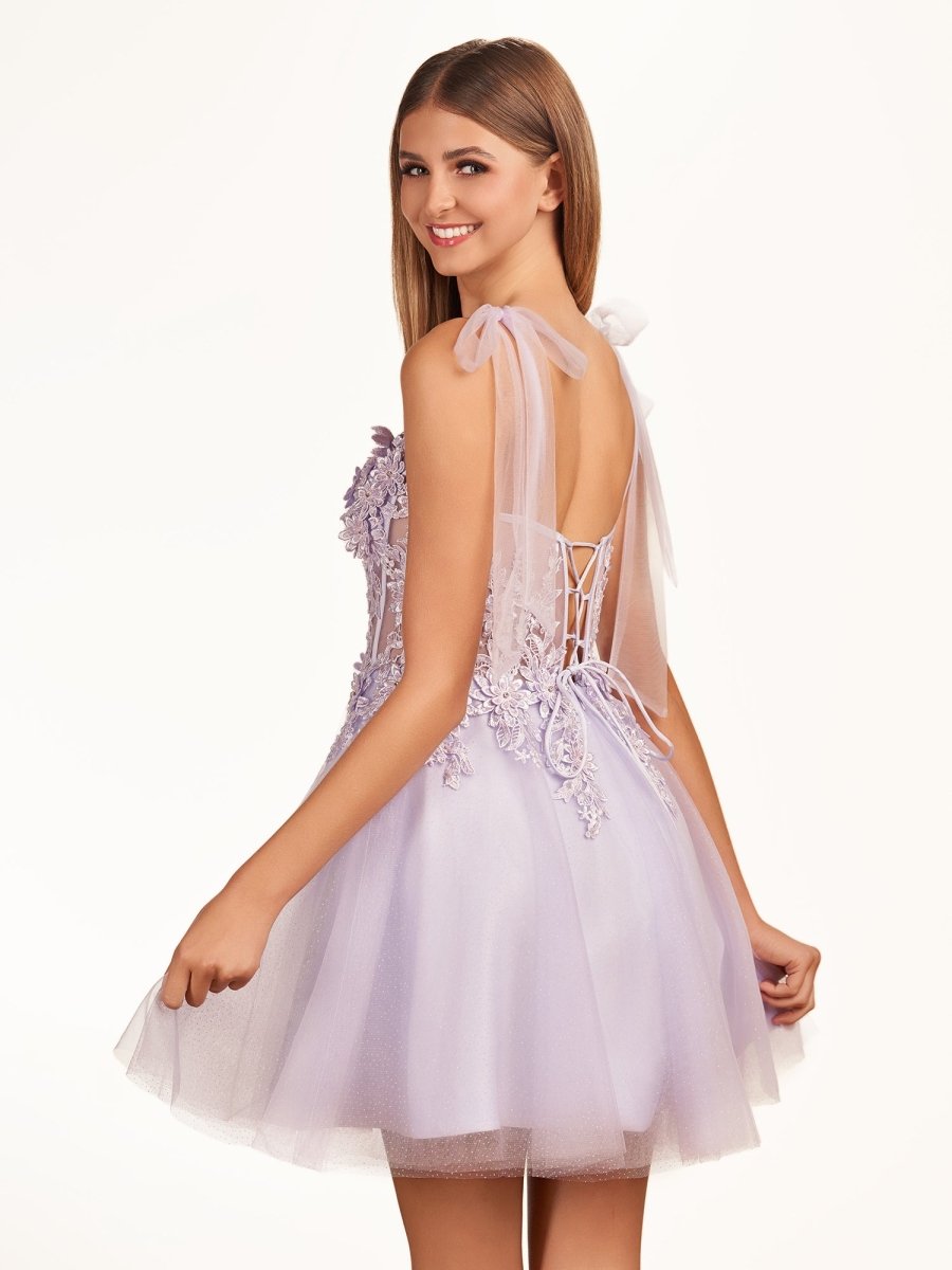 Sierra | Lavender Floral Appliques Sweetheart A-Line Short Homecoming Dress