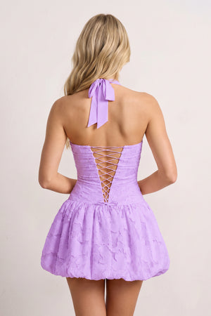 Lilac Halter Jacquard Chiffon A-Line Homecoming Dress | KISSPROM