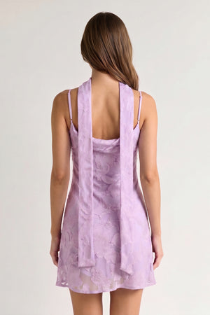 Lilac Jacquard Chiffon Cami Straps Sheath Homecoming Dress with Scarf (2) | KISSPROM