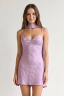 Lilac Jacquard Chiffon Cami Straps Sheath Homecoming Dress with Scarf | KISSPROM