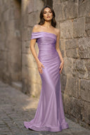 Lilac Mermaid One Shoulder Satin Long Formal Dress | KISSPROM