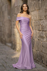 Lilac Mermaid One Shoulder Satin Long Formal Dress | KISSPROM