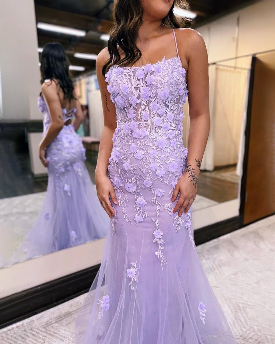 Armani |Lilac Mermaid Scoop Neck Prom Dress with Appliques - KissProm