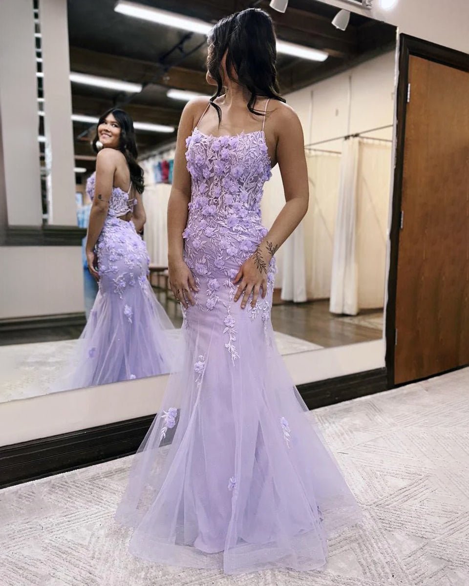 Armani |Lilac Mermaid Scoop Neck Prom Dress with Appliques - KissProm
