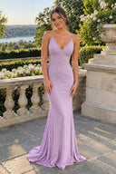Lilac Mermaid Tie Back Long Prom Dress | KISSPROM