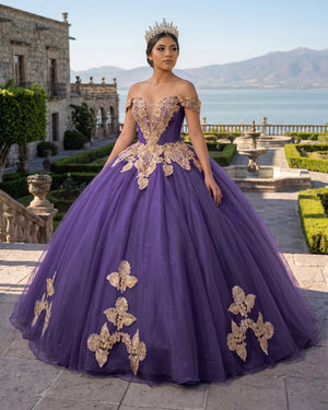 Lilac Off the Shoulder Quinceanera Dresses with Appliques | KISSPROM