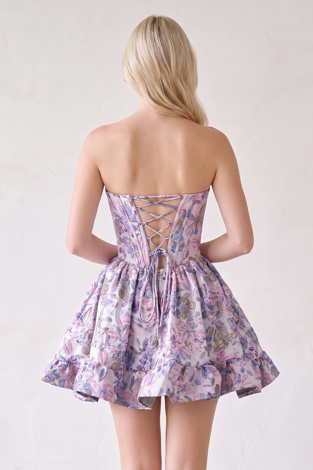 Lilac Strapless A-Line Floral Homecoming Dress | KISSPROM