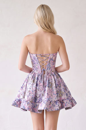 Lilac Strapless A-Line Floral Homecoming Dress (2) | KISSPROM