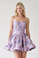 Lilac Strapless A-Line Floral Homecoming Dress | KISSPROM