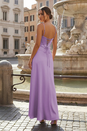 Lilac Straps A - line Long Formal Dress - KissProm