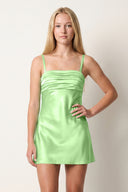 Lime Green Sheath Spaghetti Straps Satin Homecoming Dress | KISSPROM