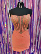 Lior | Orange - Tight Beaded Strapless Short Corset Homecoming Dress