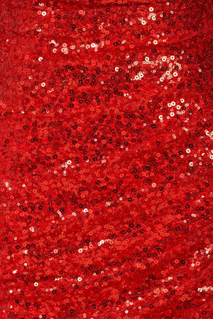 Liorina | Red - Strapless Mermaid Sequins Pleated Formal Prom Dresses With Slit - KissProm