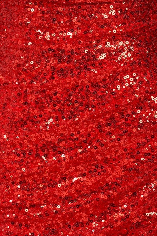 Liorina | Red - Strapless Mermaid Sequins Pleated Formal Prom Dresses With Slit - KissProm