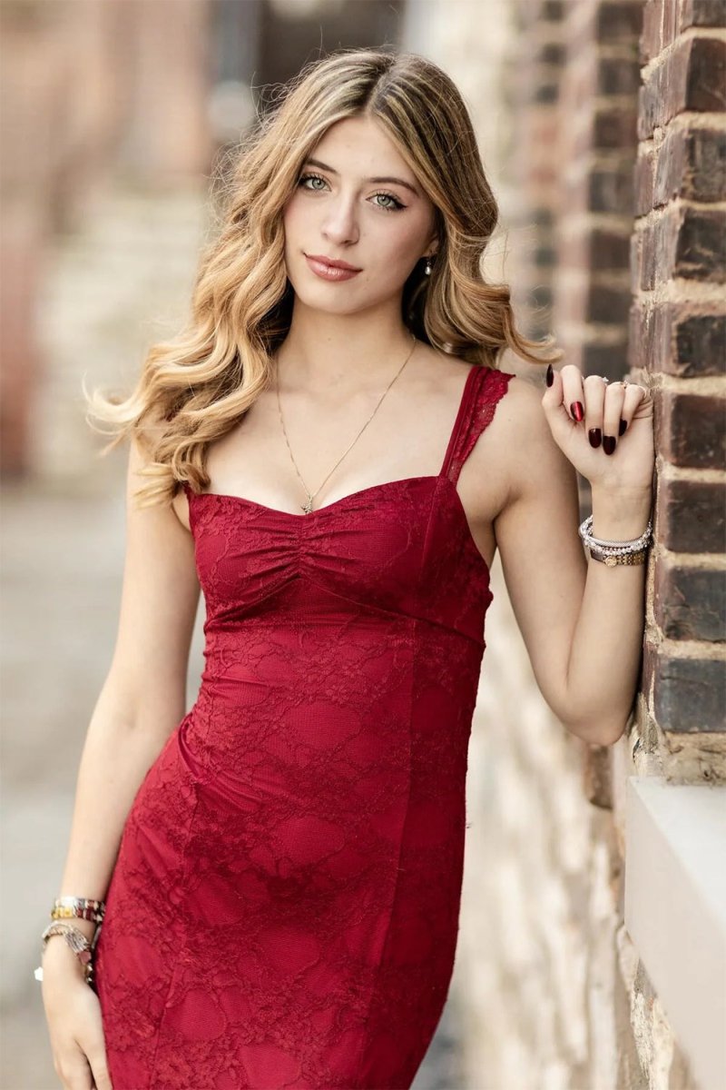 Lavender Sweetheart Sheath Lace Ruffled Formal Prom Dresses With Slit, Burgundy / 6