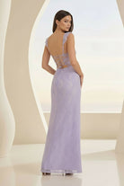Liorisse | Lavender - Sweetheart Sheath Lace Ruffled Formal Prom Dresses With Slit - KissProm