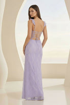 Liorisse | Lavender - Sweetheart Sheath Lace Ruffled Formal Prom Dresses With Slit - KissProm