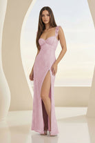 Liorisse | Lavender - Sweetheart Sheath Lace Ruffled Formal Prom Dresses With Slit - KissProm
