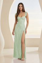 Liorisse | Lavender - Sweetheart Sheath Lace Ruffled Formal Prom Dresses With Slit - KissProm