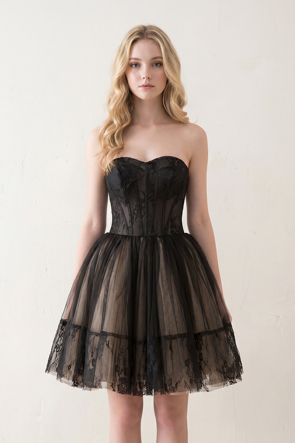A line Strapless Tulle Homecoming Dress - KissProm