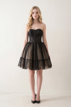 A line Strapless Tulle Homecoming Dress - KissProm