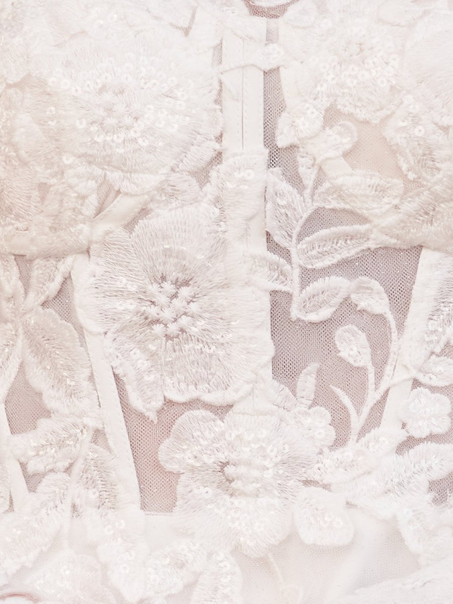 Marilla | Short White A-Line Illusion Neck Long Sleeves Lace Wedding Dresses