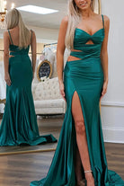 Liz | Cute Mermaid Sweetheart Royal Blue Satin Long Prom Dresses - KissProm
