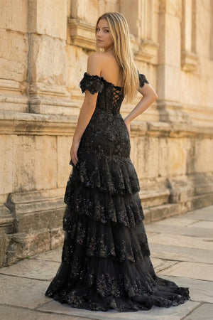 Sheath Off the Shoulder Long Lace Prom Dress (Lace-up Back) - KISSPROM PROM DRESSES