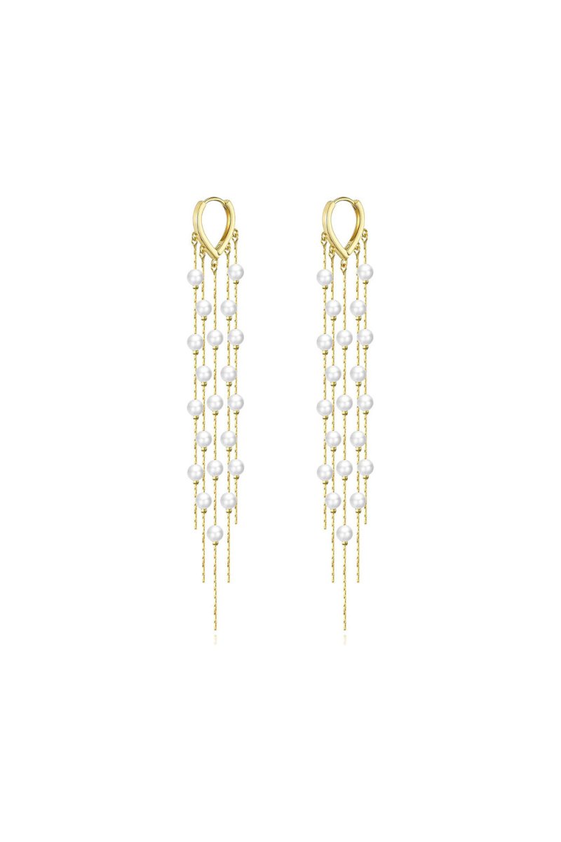 Long Pearl Tassel Earrings - KissProm