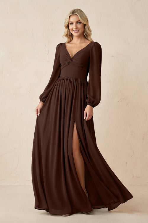 espresso brown long dress Satin Bridesmaid Dress Prom Dress Brown XXXL Billie Espresso by Grace Loves Lace main image 1