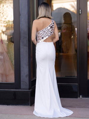 Sheath One Shoulder Cut Mirror Sequins Prom Dress - Kissprom