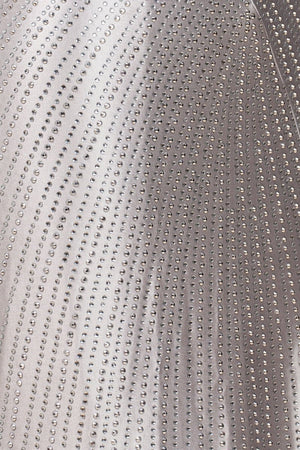 Loria | Silver - V Neck Mermaid Satin Beaded Long Formal Prom Dresses With Slit - KissProm