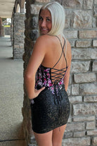 Lorielle | Black - Sweetheart Sequins Short Bodycon Homecoming Dresses With Appliques