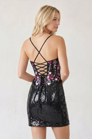Black Sweetheart Sequins Short Bodycon Homecoming Dresses With Appliques - KISSPROM