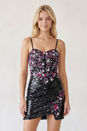 Black Sweetheart Sequins Short Bodycon Homecoming Dresses With Appliques - KISSPROM