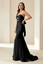 Lorisse | Yellow - Strapless Mermaid Satin Formal Prom Dresses With Cutout - KissProm