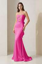 Lorisse | Yellow - Strapless Mermaid Satin Formal Prom Dresses With Cutout - KissProm