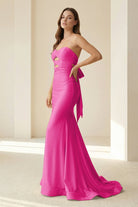 Lorisse | Yellow - Strapless Mermaid Satin Formal Prom Dresses With Cutout - KissProm