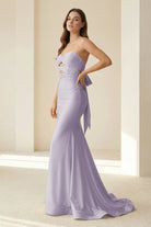 Lorisse | Yellow - Strapless Mermaid Satin Formal Prom Dresses With Cutout - KissProm