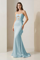 Lorisse | Yellow - Strapless Mermaid Satin Formal Prom Dresses With Cutout - KissProm