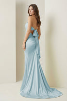 Lorisse | Yellow - Strapless Mermaid Satin Formal Prom Dresses With Cutout - KissProm