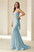 Lorisse | Yellow - Strapless Mermaid Satin Formal Prom Dresses With Cutout - KissProm