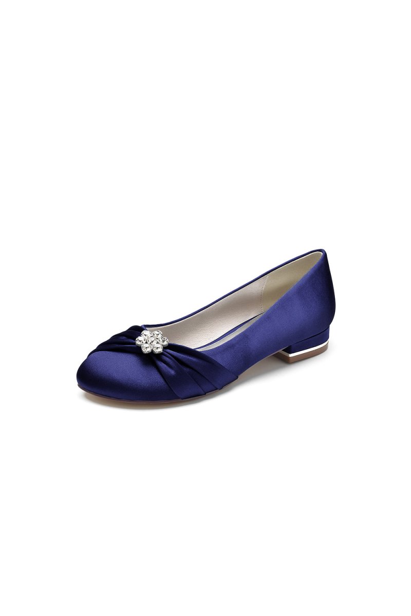 Royal Blue Flats with Rhinestone Embellished, Navy Blue / US7