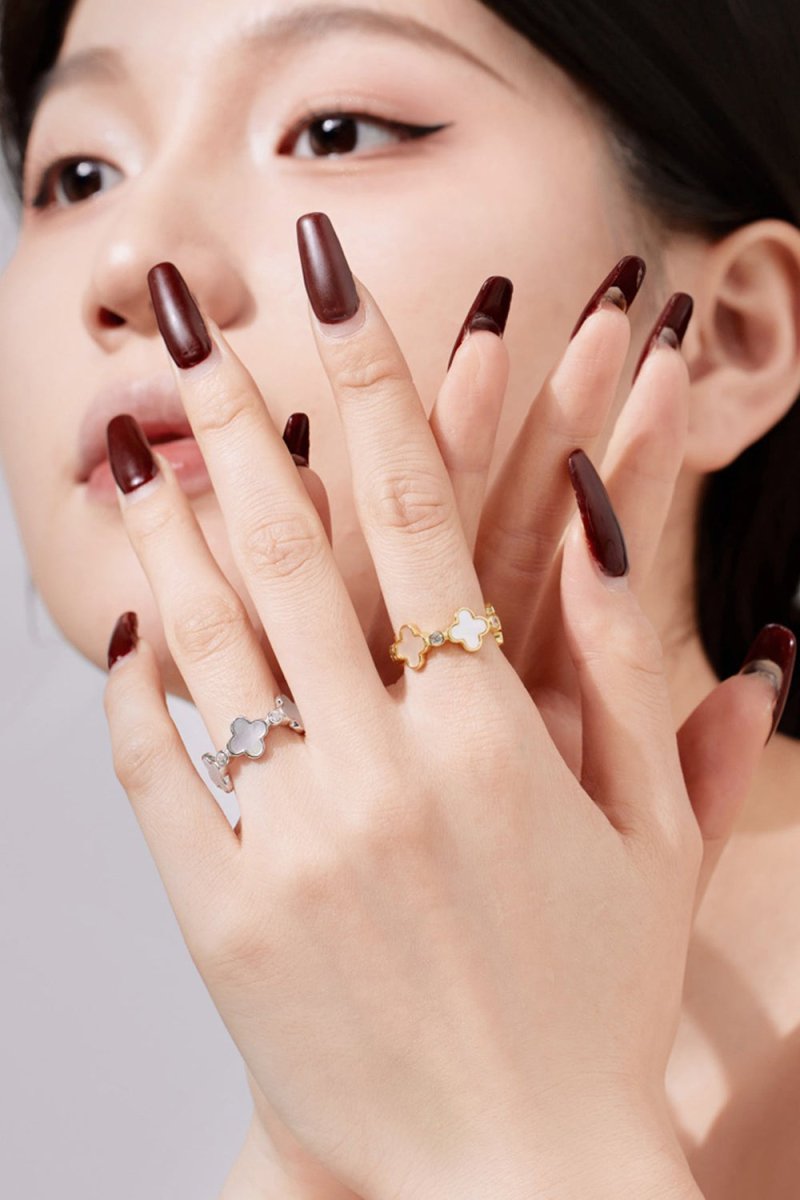 Lucky Four Leaf Clover Silver Ring - KissProm