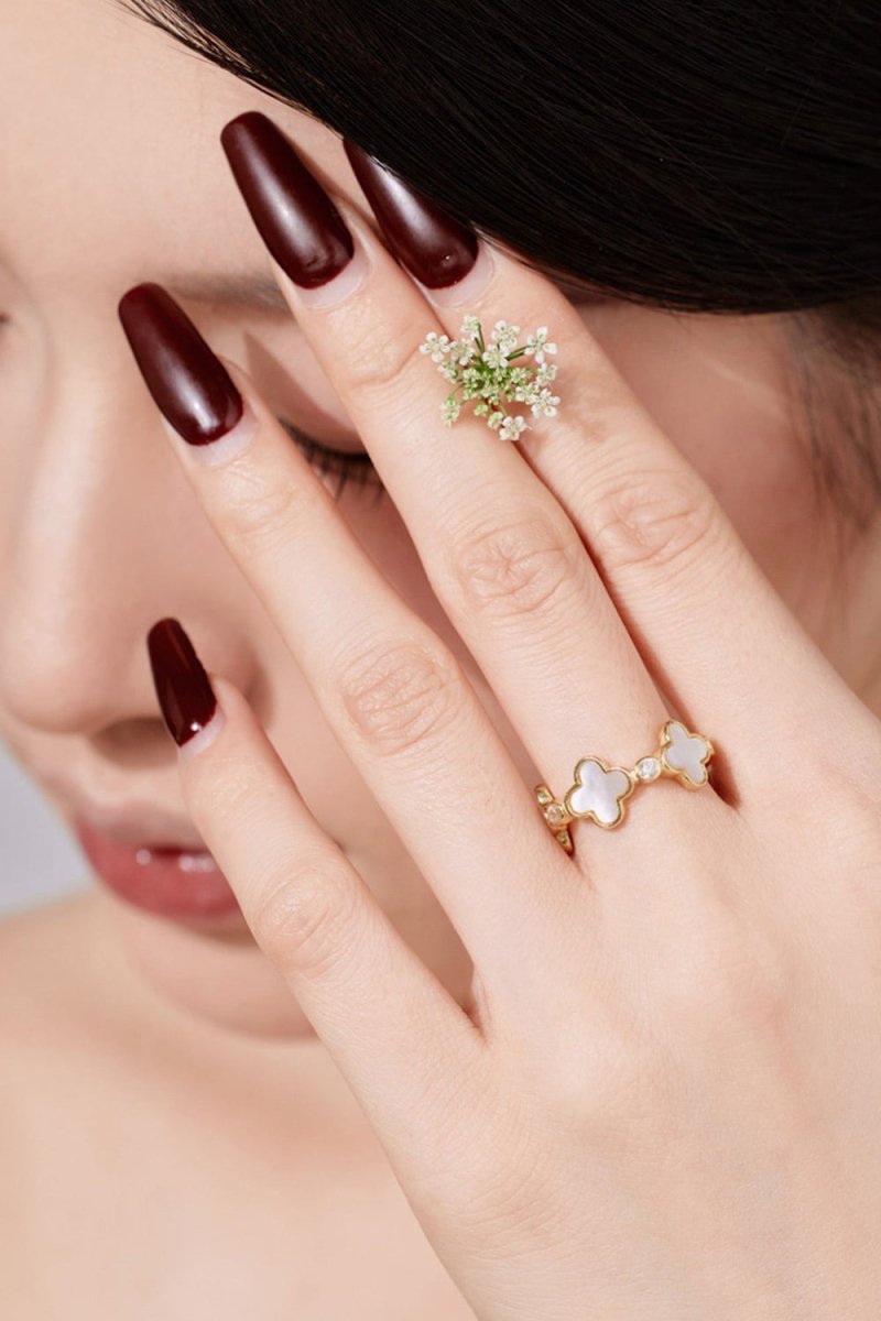 Lucky Four Leaf Clover Silver Ring - KissProm