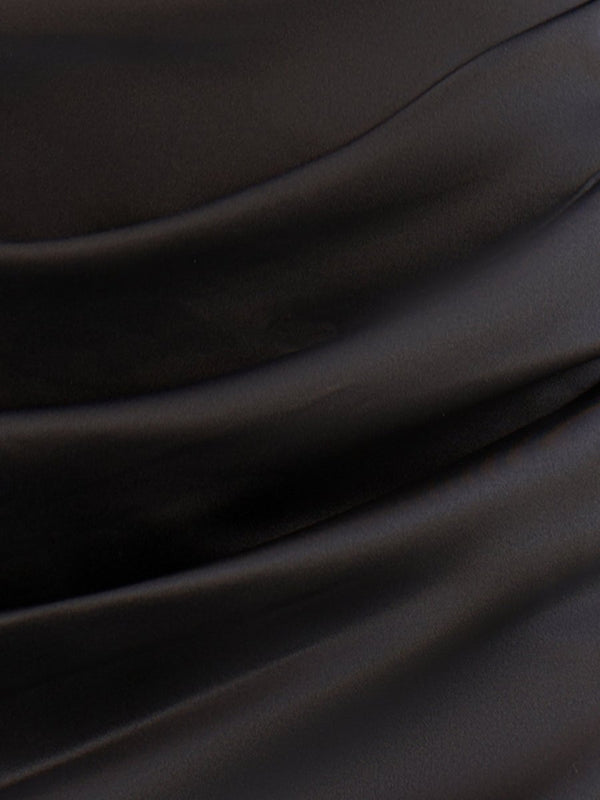 Lucy | Black Satin Off The Shoulder Short Homecoming Dress