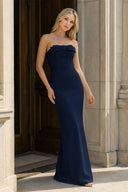 Yellow Strapless Sheath Satin Long Formal Prom Dresses With Bow – Prom Dress by KissProm | Available at KissProm
