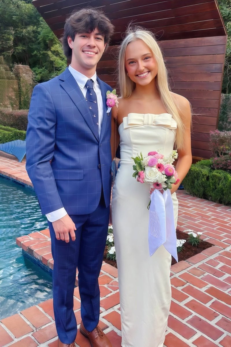 Ludwig | Yellow - Strapless Sheath Satin Long Formal Prom Dresses With Bow - KissProm