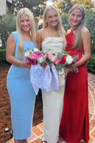 Ludwig | Yellow - Strapless Sheath Satin Long Formal Prom Dresses With Bow - KissProm